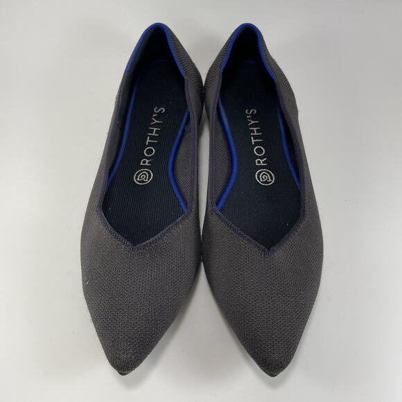 Rothys The Point Ballet Flats Womens Size 10 Slip In Black Dusty Purple - Picture 3 of 9